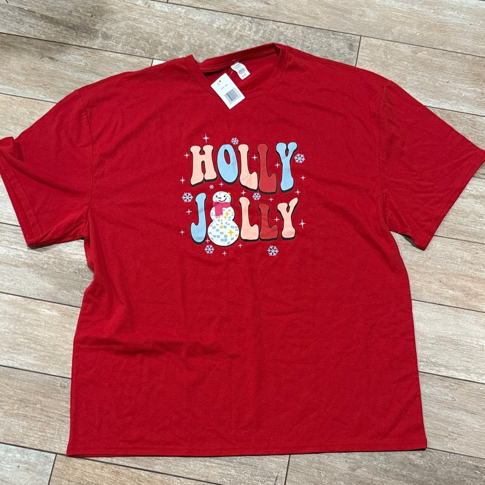 Source Unknown Red 'Holly Jolly' Snowman Tee